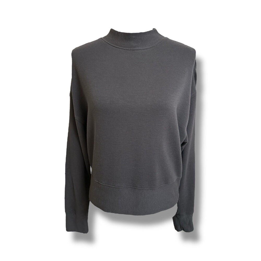 FABLETICS Women's S Luna Long Sleeve Pullover Mock Neck Top Castlerock Gray